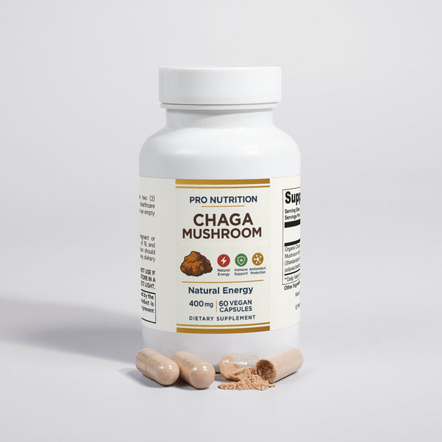 Pro Nutrition Chaga Mushroom Complex 60 Capsules 400mg Dietary Supplement