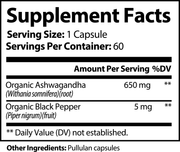 Pro Nutrition Ashwagandha with Black Pepper Dietary Supplement