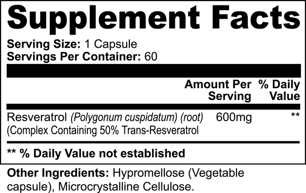 Pro Nutrition Resveratrol 600mg - 60 Capsules